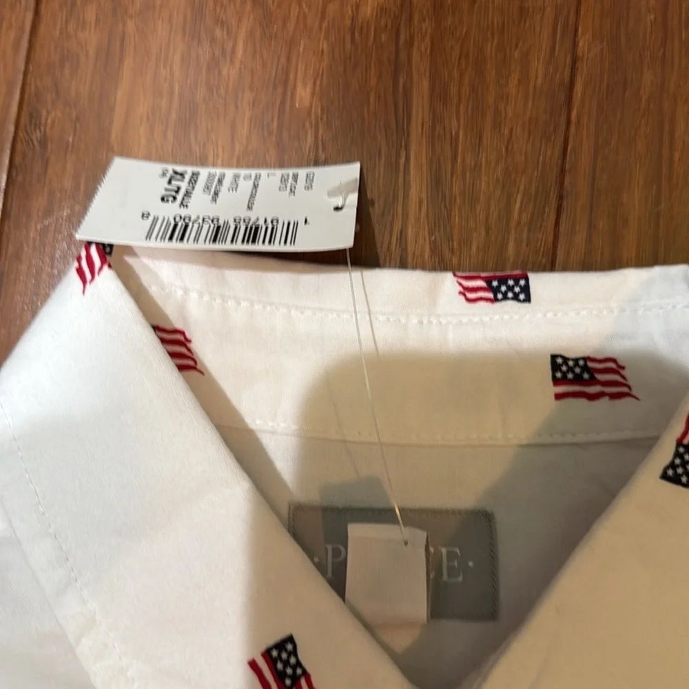 Children’s Place American flag boys short sleeve button-down Oxford shirt XL NWT